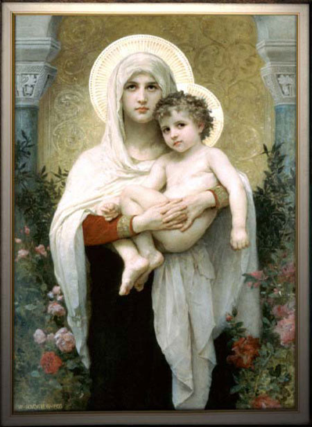 Madonna Vergine Madre Maria & Bambino Dipinto ad olio Stampa su tela